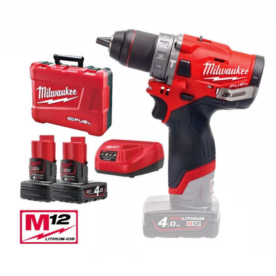 Máy khoan động lực Milwaukee M12 FPD-402C (Hộp nhựa, 02 Pin 12V 4Ah, Sạc M12-18 FC)